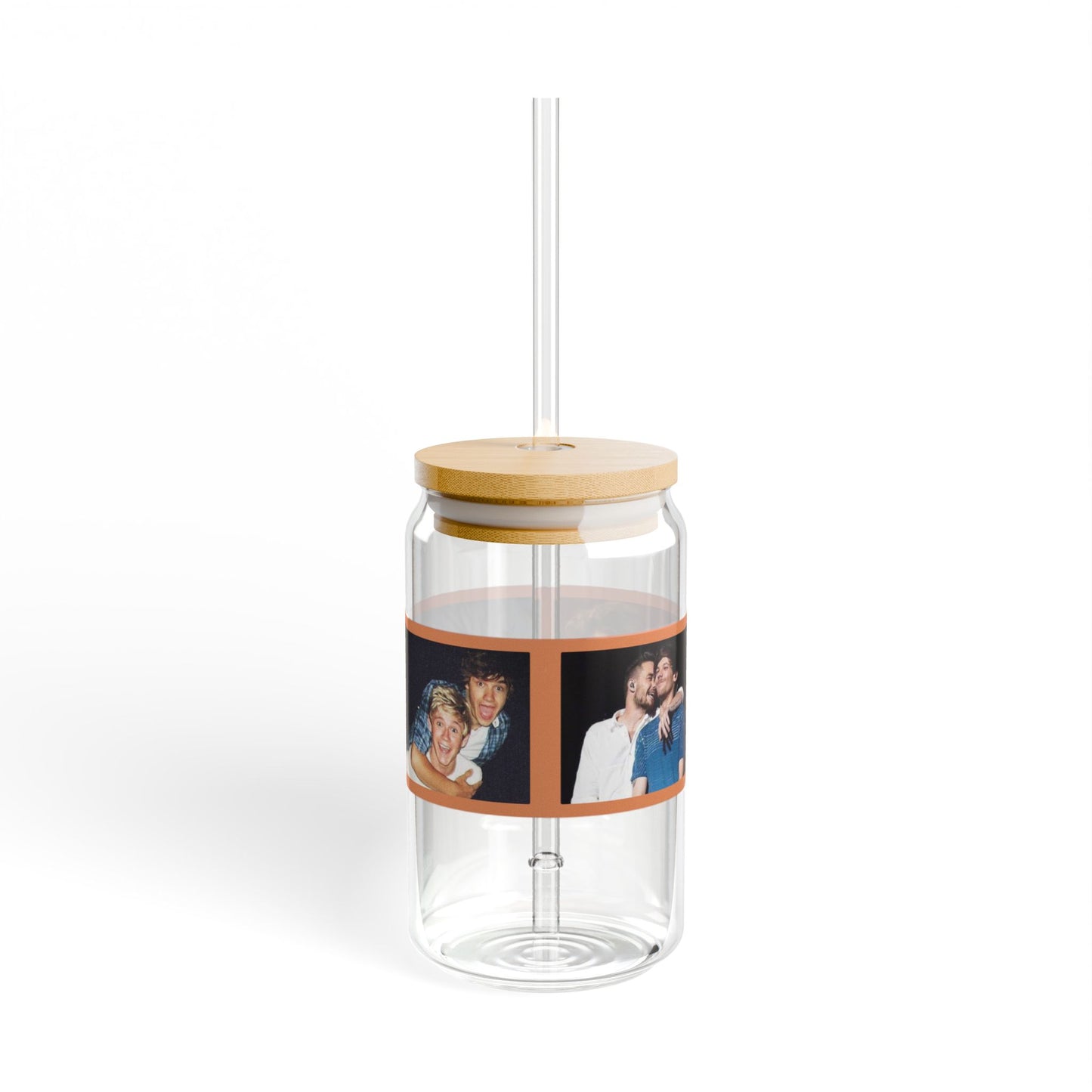 Personalized Photo Sipper Glass - Clear 16oz Drinkware with Bamboo Lid for Fun Gatherings