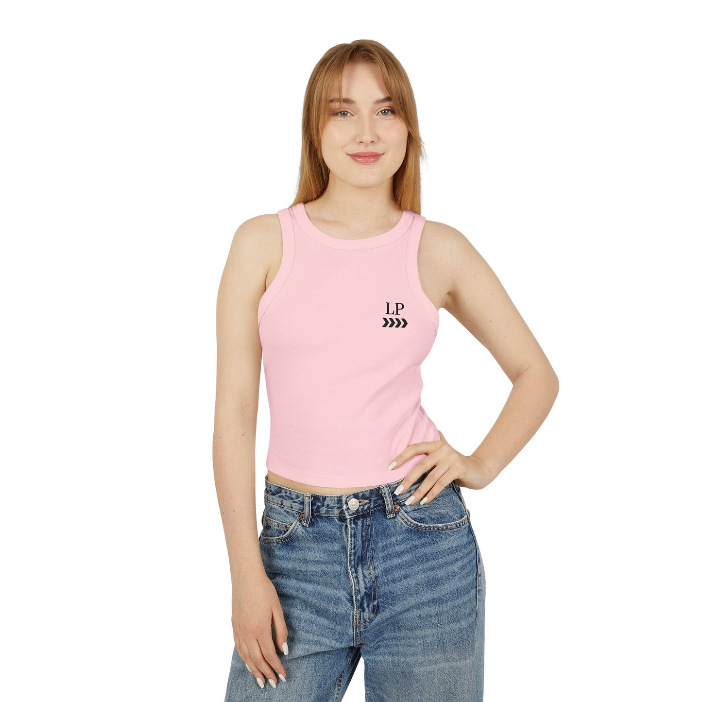 Women's Micro Rib Racer Tank Top - Casual Chic with LP Design