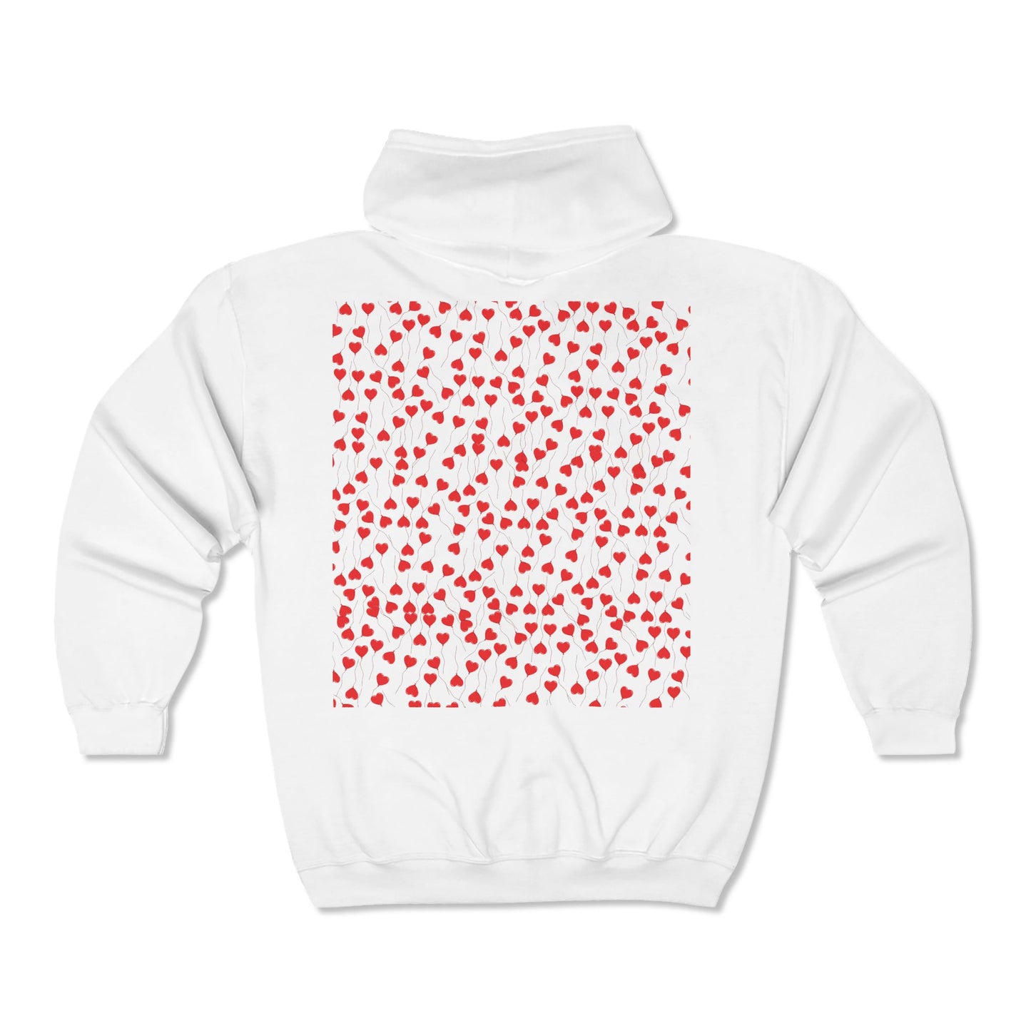 Romantic Heart Print Unisex Full Zip Hooded Sweatshirt