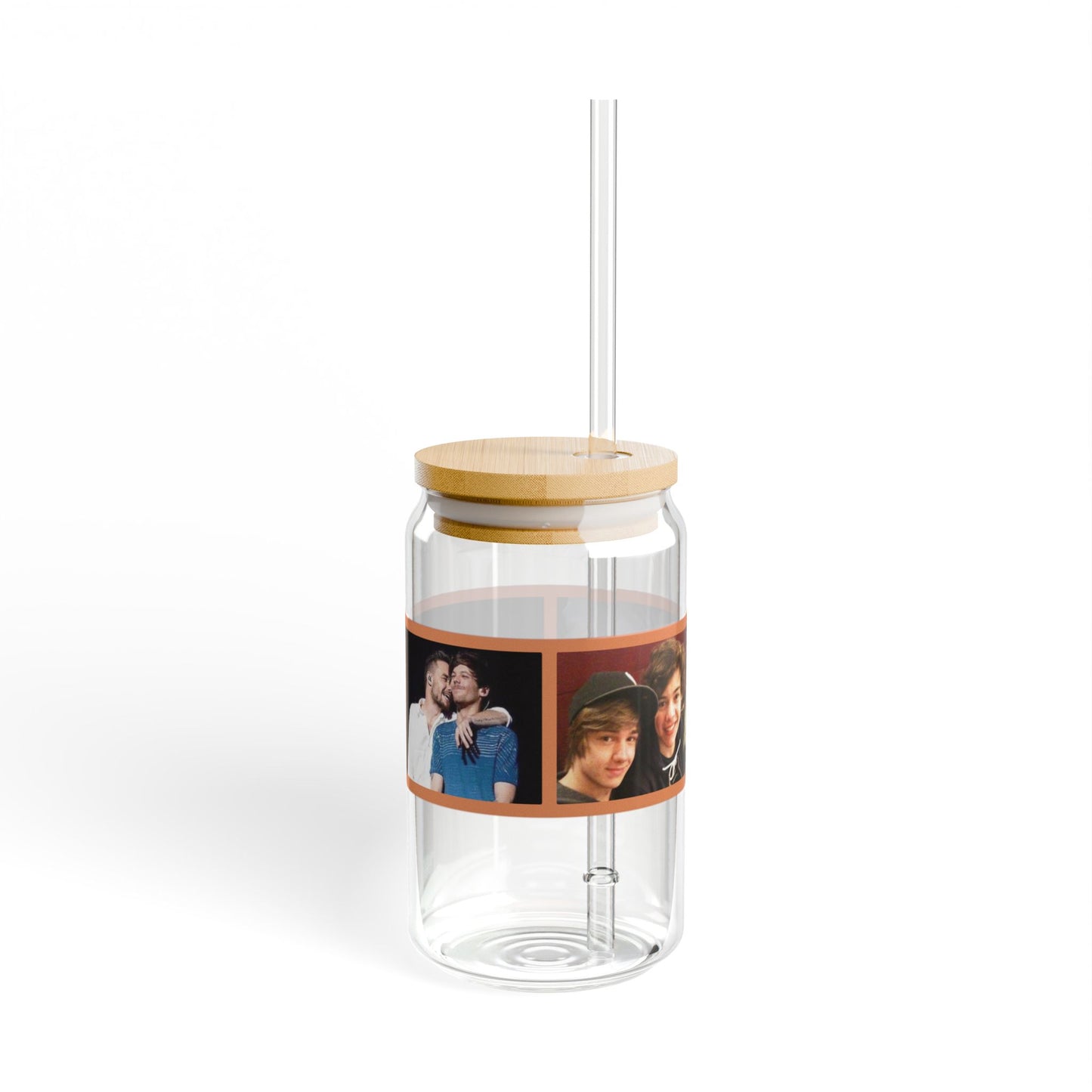 Personalized Photo Sipper Glass - Clear 16oz Drinkware with Bamboo Lid for Fun Gatherings